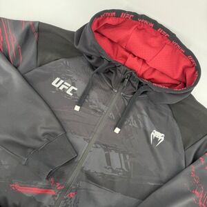 Venum UFC Hoodie Mens XXXL Black Red Full Zip Graphic Walkout Sweatshirt Train